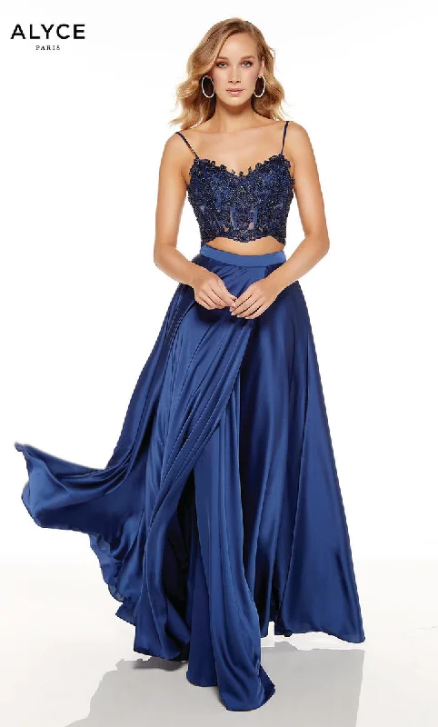 Moisture wicking Plunging neckline ball gown Alyce Prom Dress 60777