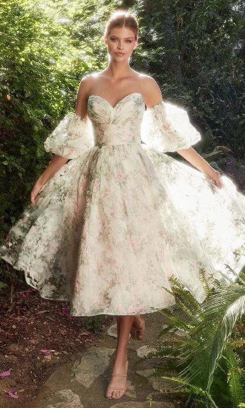 Printing decoration Feather trim ball gown Andrea and Leo A1196