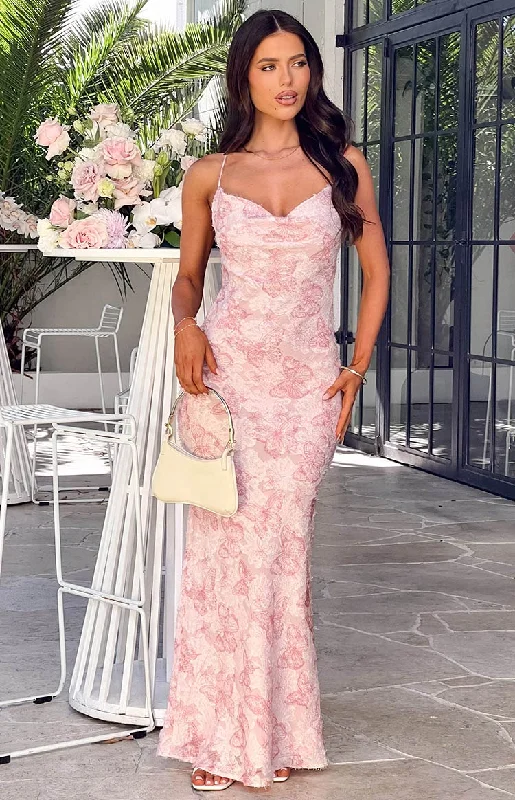 Comfortable And Simple Metallic bodycon dress Valentina Pink Butterfly Maxi Dress